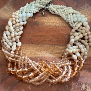Cream and Tan Gradient Multi-Strand Necklace